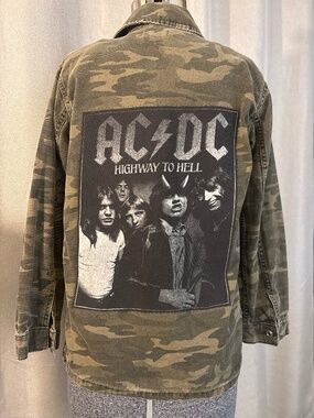 Custom Upcycled AC/DC Camo Utility Jacket